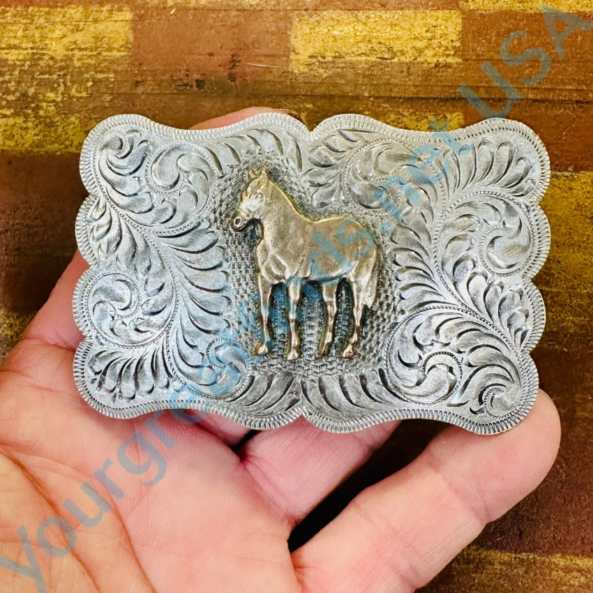 Vintage Belt Buckle. Made in Reno, Nevada. 2 Tone sale Color