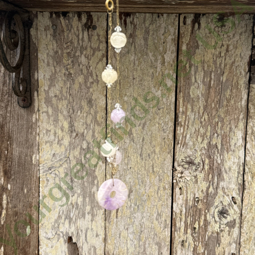 Vintage Brass Chain Jade Bead Necklace