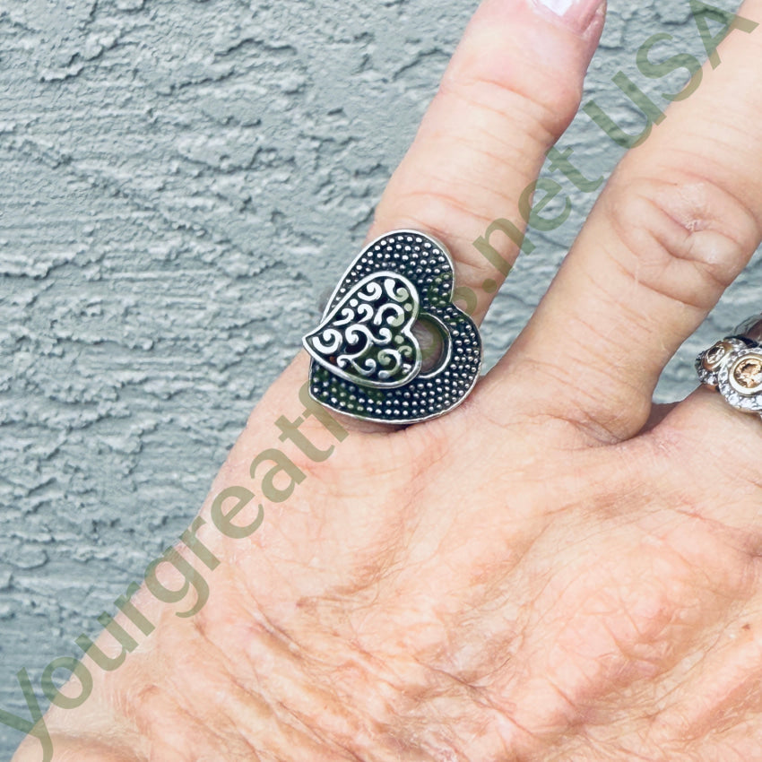 Vintage Brighton 925 Sterling Silver Double Heart Ring Size 6 ring