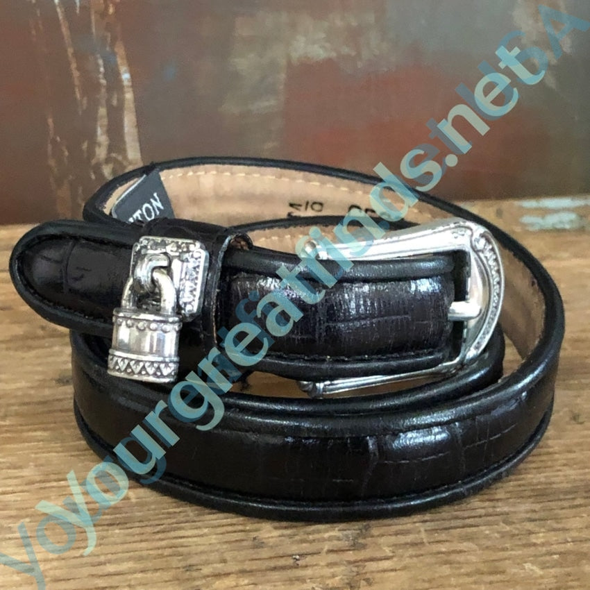 Vintage Brighton Black Leather Belt with Cute Little Lock Yourgreatfinds
