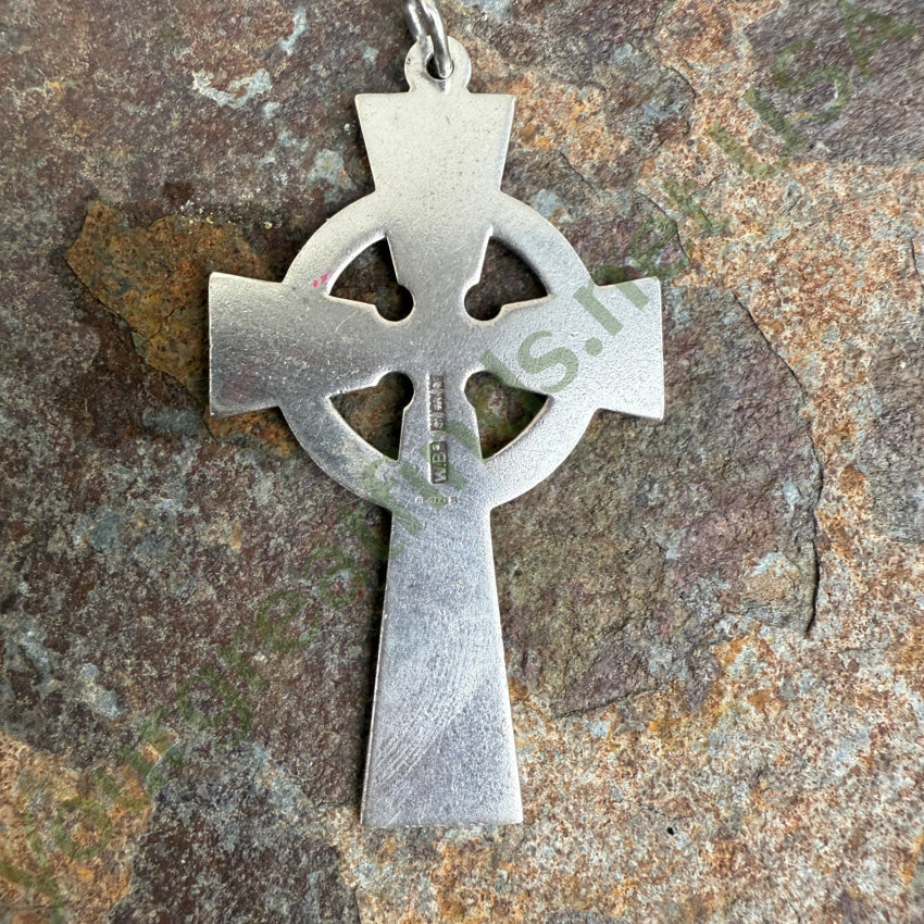Vintage British Sterling Silver Celtic Cross Pendant pendant