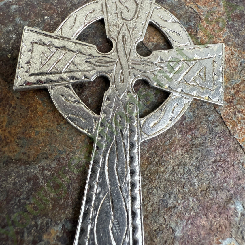 Vintage British Sterling Silver Celtic Cross Pendant pendant