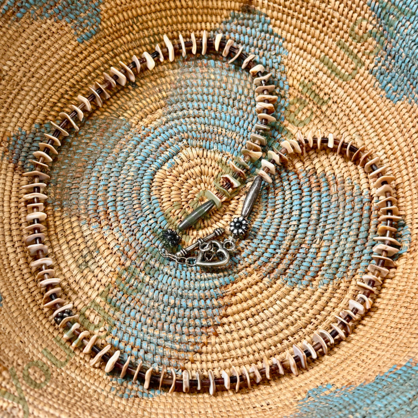 Vintage Brown Heishi & Conch Shell Necklace