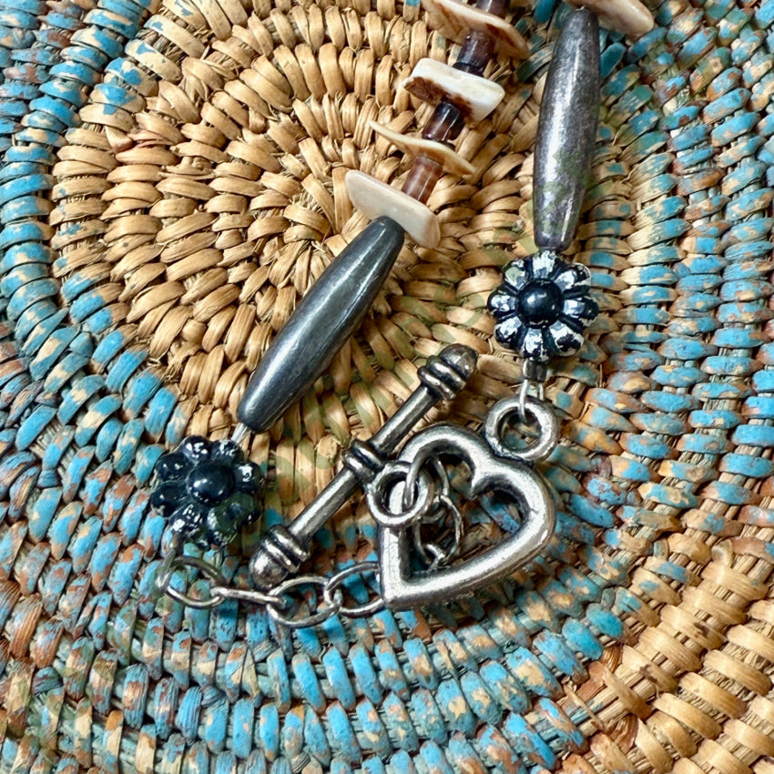 Vintage Brown Heishi & Conch Shell Necklace