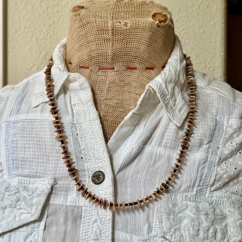 Vintage Brown Heishi & Conch Shell Necklace