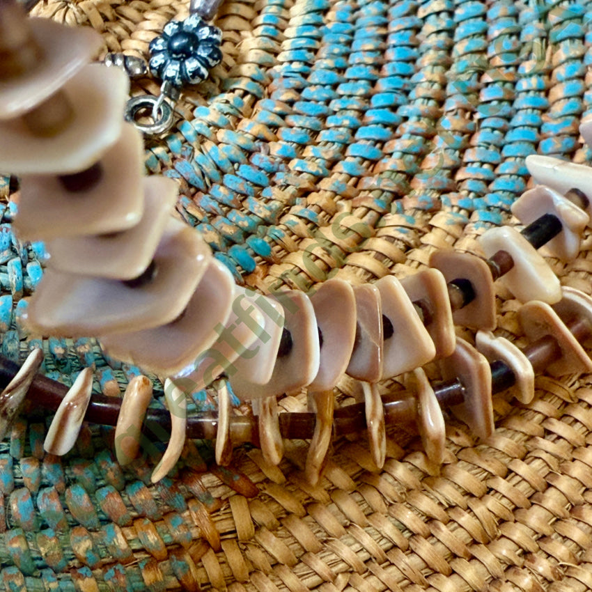 Vintage Brown Heishi & Conch Shell Necklace