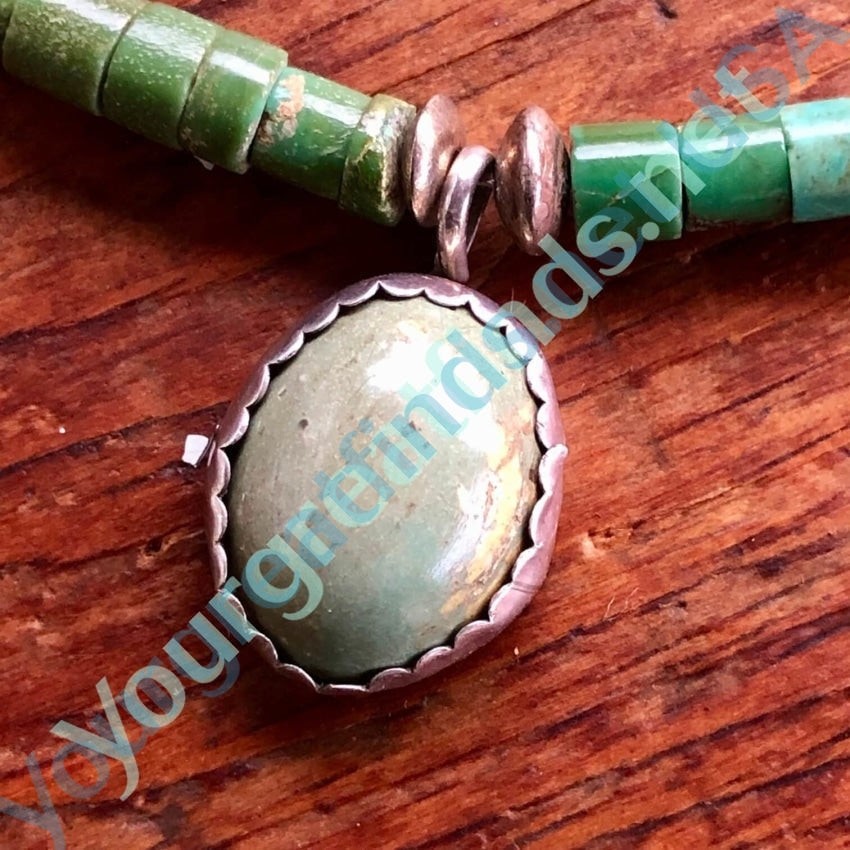 Vintage Brown Heishi Mint Green Turquoise Necklace Yourgreatfinds