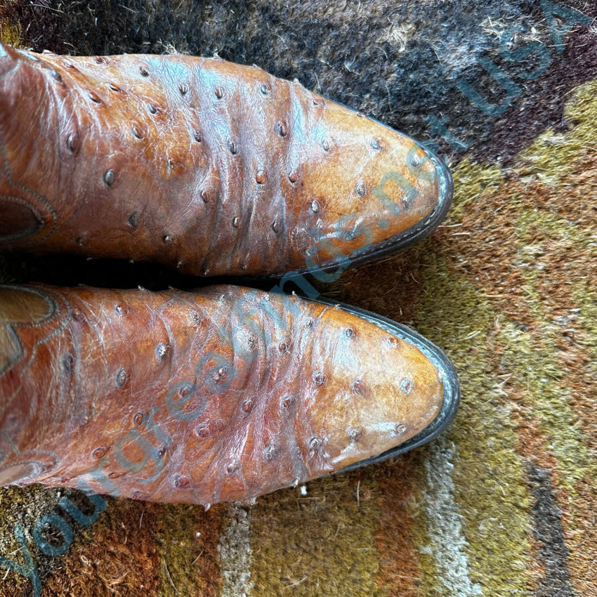 Vintage Brown Ostrich Leather Cowboy Boots Tener’s Western Outfitters