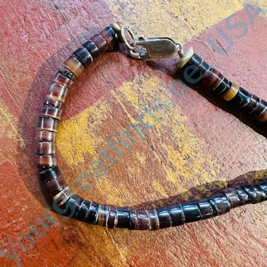 Vintage Brown & Turquoise Heishi Bead Necklace Native American