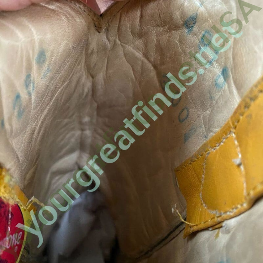 Vintage Butterscotch Leather Western Cowboy Boots Size 26 Mexican Yourgreatfinds