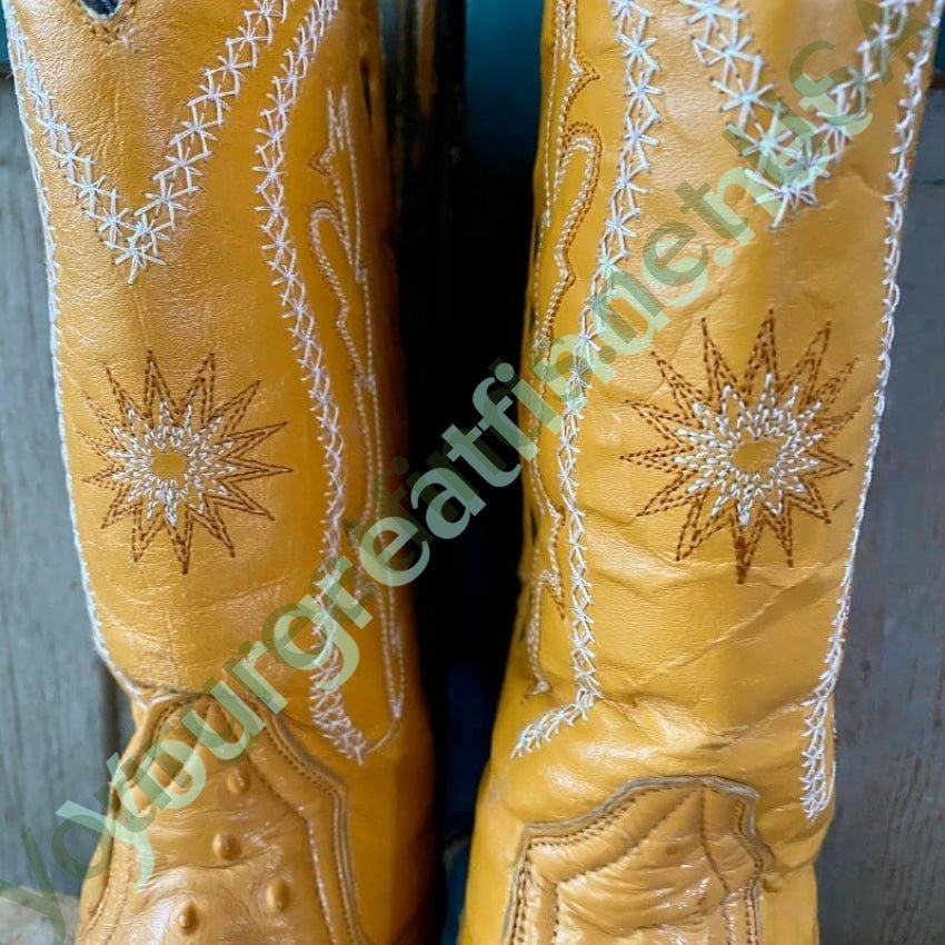 Vintage Butterscotch Leather Western Cowboy Boots Size 26 Mexican Yourgreatfinds