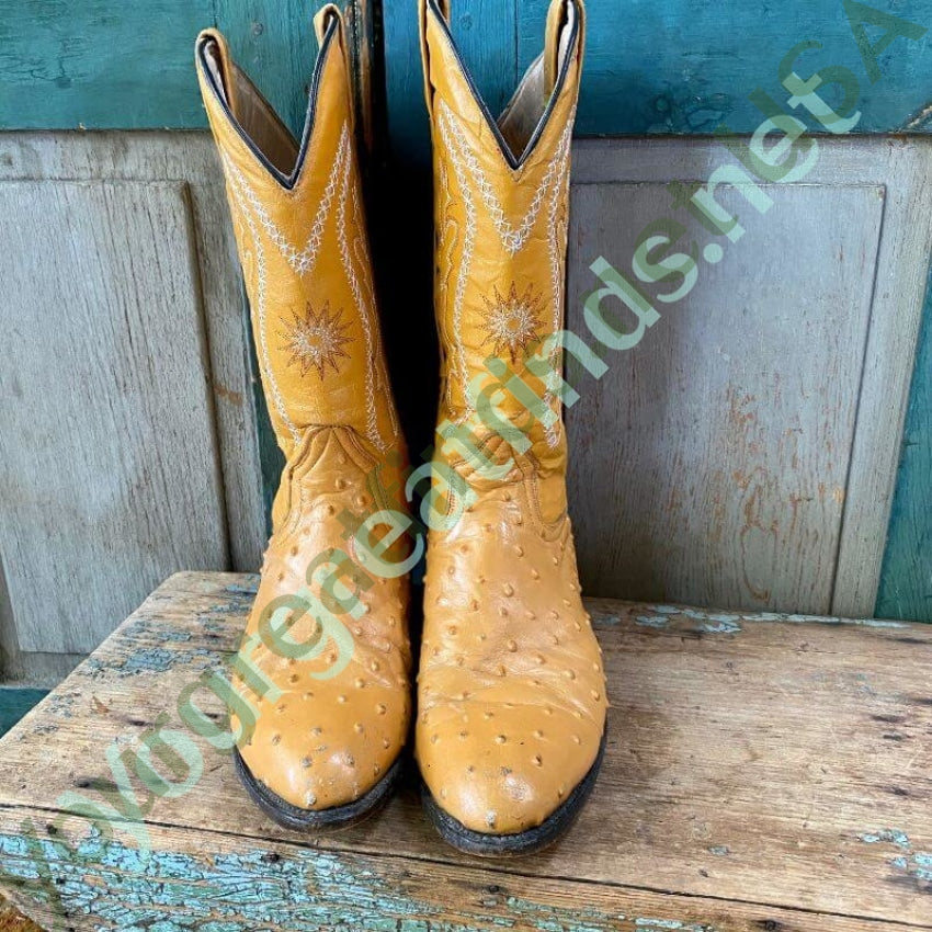 Vintage Butterscotch Leather Western Cowboy Boots Size 26 Mexican Yourgreatfinds