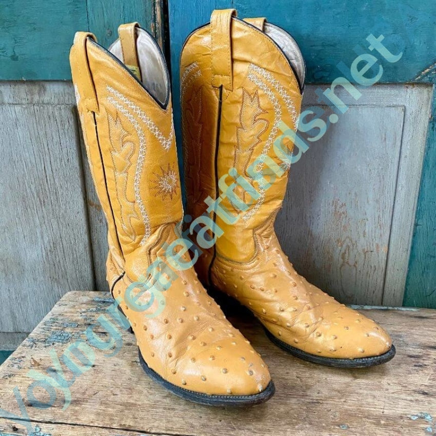 Vintage Butterscotch Leather Western Cowboy Boots Size 26 Mexican Yourgreatfinds