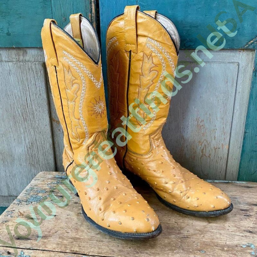Vintage Butterscotch Leather Western Cowboy Boots Size 26 Mexican Yourgreatfinds