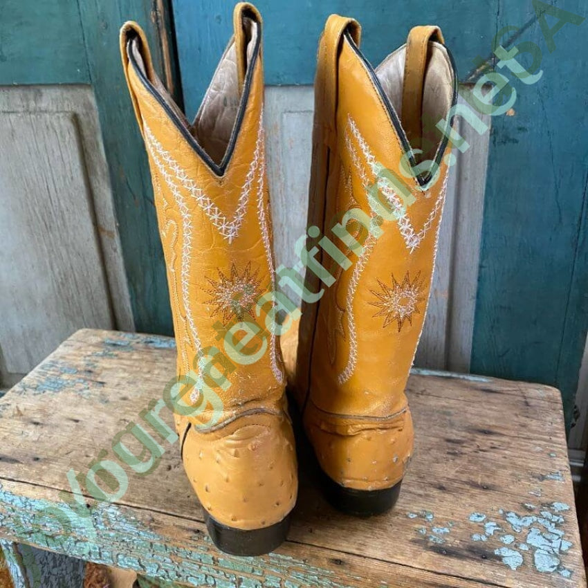 Vintage Butterscotch Leather Western Cowboy Boots Size 26 Mexican Yourgreatfinds