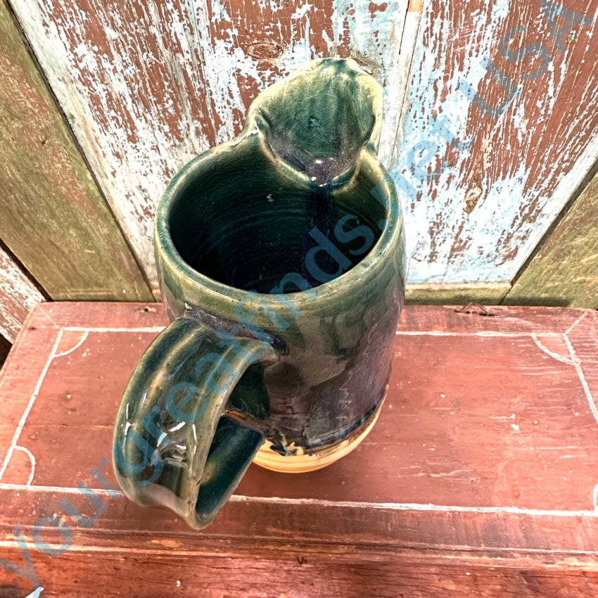 Vintage California Studio Stoneware Potter Pitcher Blue Glaze