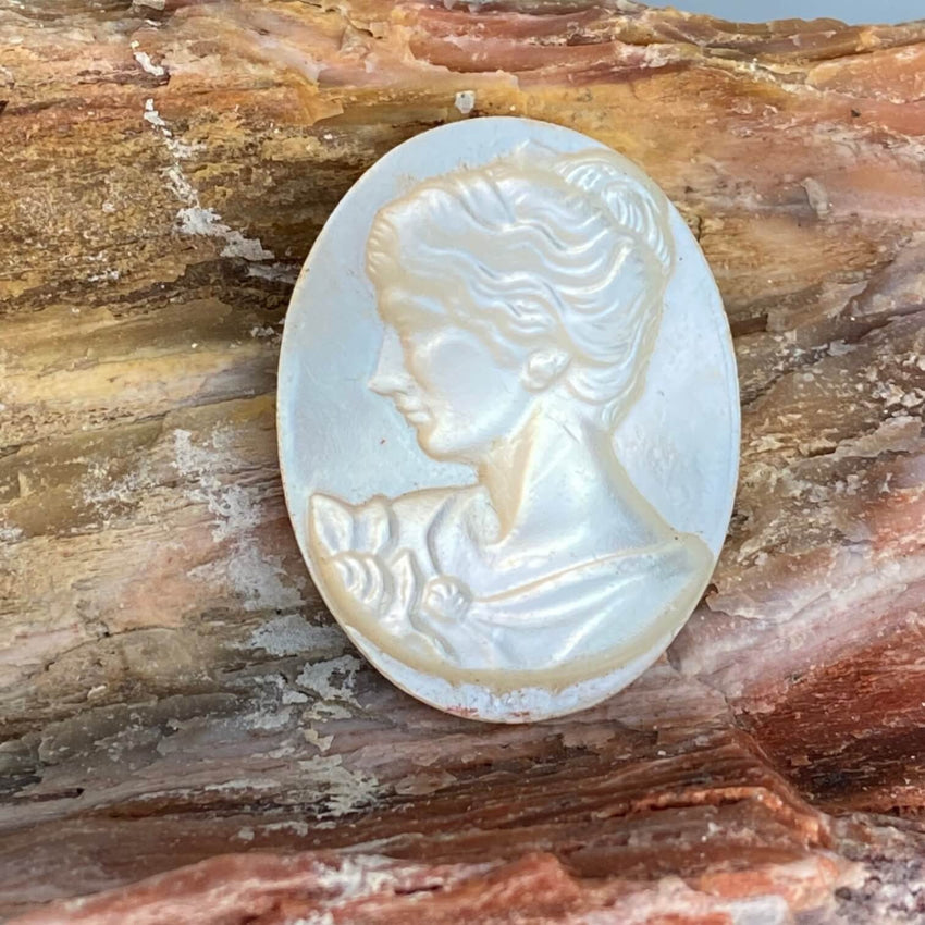 Vintage Carved Mother-Of-Pearl Cameo Unset