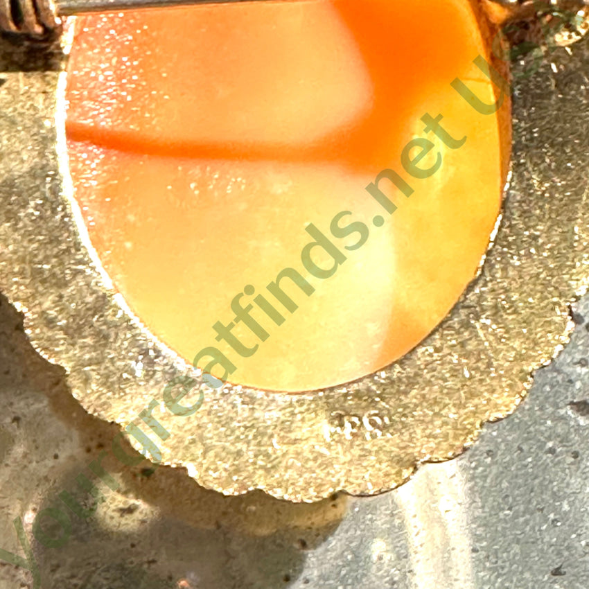 Vintage Carved Shell Cameo Brass Setting Brooch Pendant