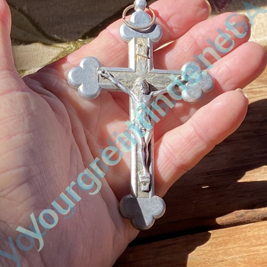 Vintage Cast Aluminum Holy Cross Crucifix Pendant Large Yourgreatfinds