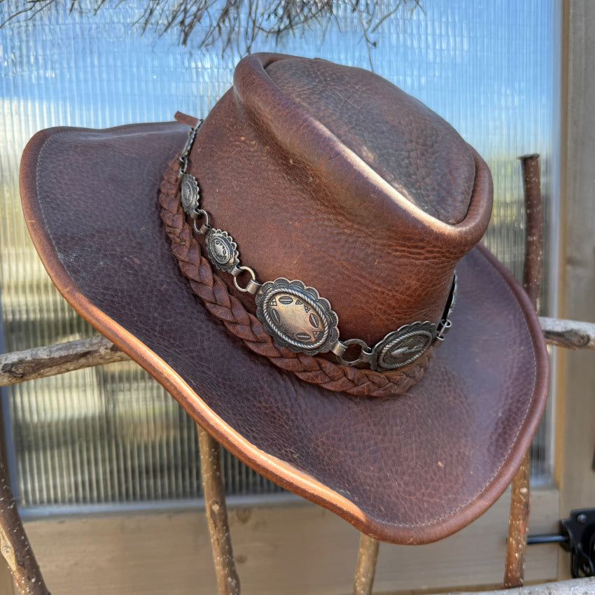 Vintage Cast Silver Concho Hatband or Belt 23’’ L hatband belt concho