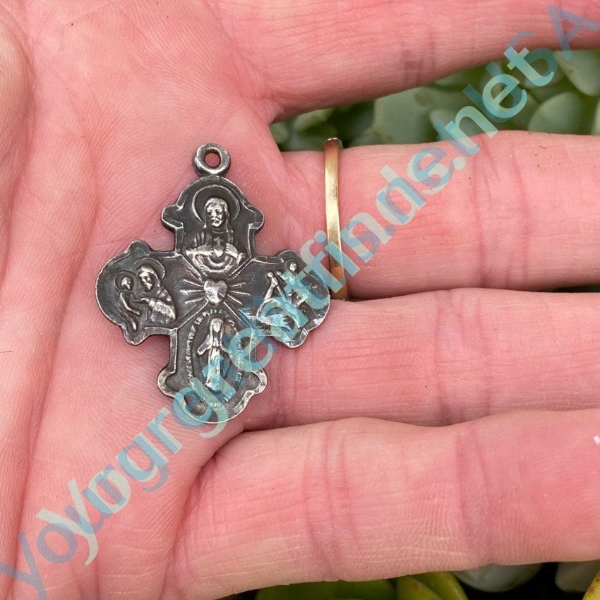 Vintage Catholic Cross Pendant in Sterling Silver Yourgreatfinds