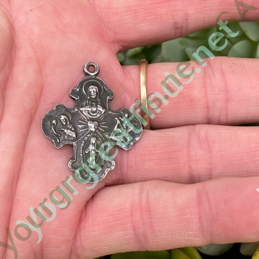 Vintage Catholic Cross Pendant in Sterling Silver Yourgreatfinds