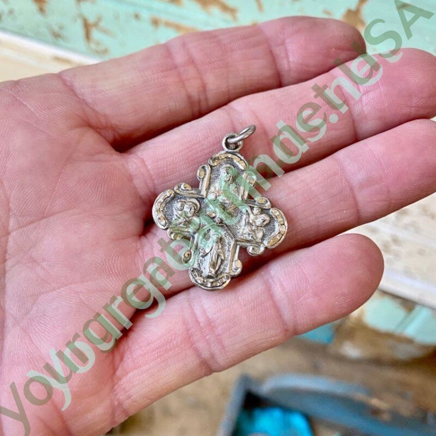 Vintage Catholic Devotional Cross Metal in Sterling Silver Yourgreatfinds