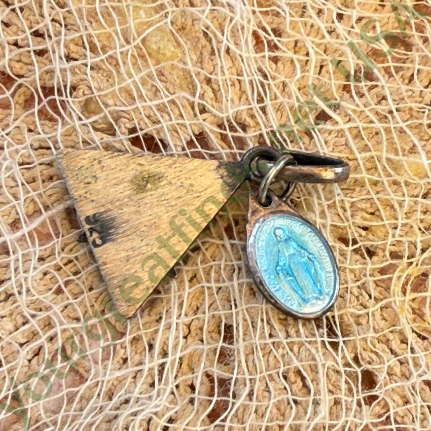 Vintage Catholic Double Charm Pendant Trinity & Miraculous Mary 925 devotional pendant