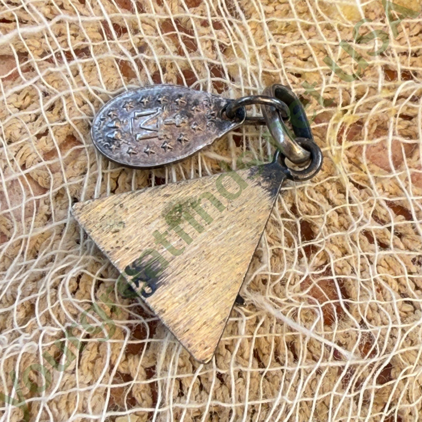 Vintage Catholic Double Charm Pendant Trinity & Miraculous Mary 925 devotional pendant