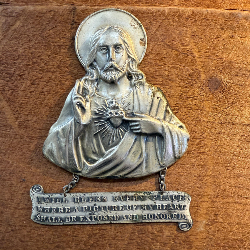 Vintage Catholic Jesus Wall Plaque Metal wall hanging