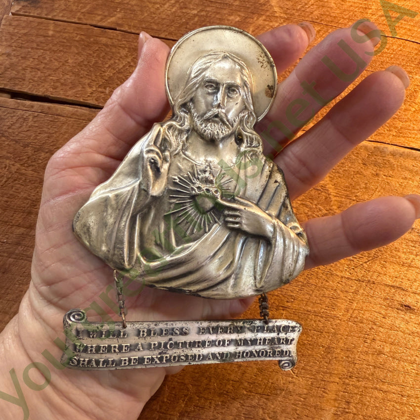 Vintage Catholic Jesus Wall Plaque Metal wall hanging