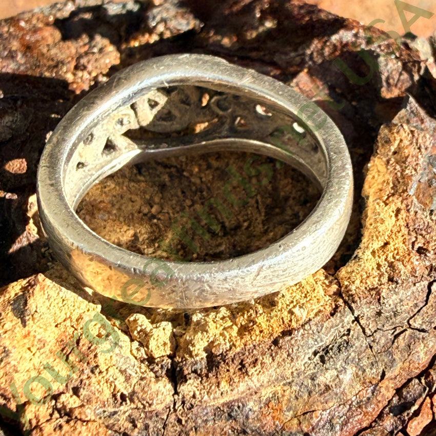 Vintage Celtic Knot Ring Sterling Silver & 14K Yellow Gold Ring 5 3/4 band ring