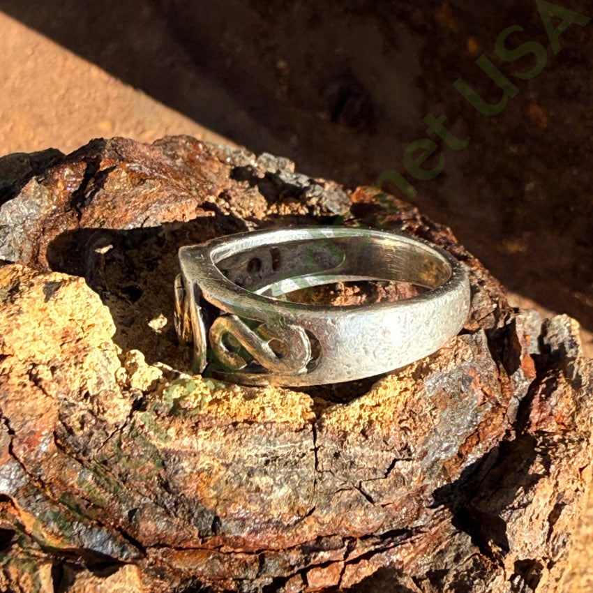 Vintage Celtic Knot Ring Sterling Silver & 14K Yellow Gold Ring 5 3/4 band ring