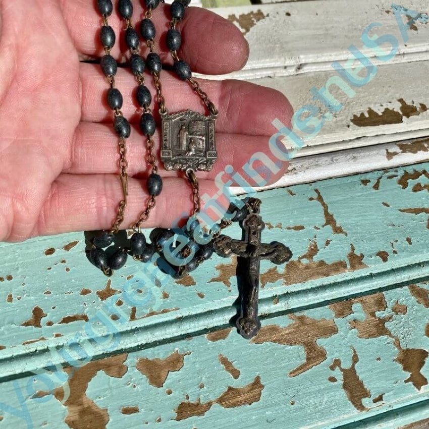 Vintage Charcoal Gray Beaded Rosary with a Rich Patina Yourgreatfinds
