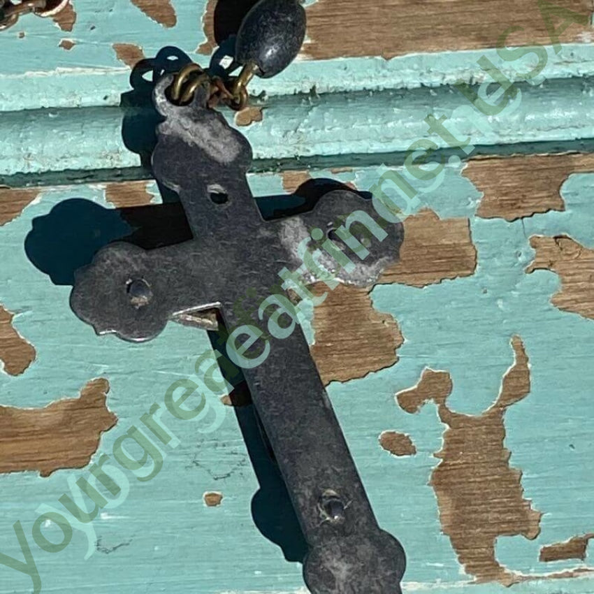 Vintage Charcoal Gray Beaded Rosary with a Rich Patina Yourgreatfinds