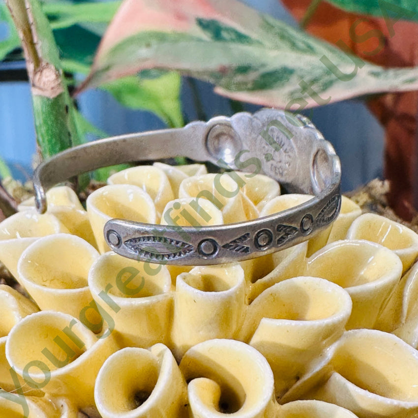 Vintage Childs Southwestern Nickel Silver Heart Bracelet Bell