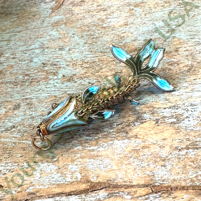 Vintage Chinese Export Sterling Silver Cloisonné Articulated Fish