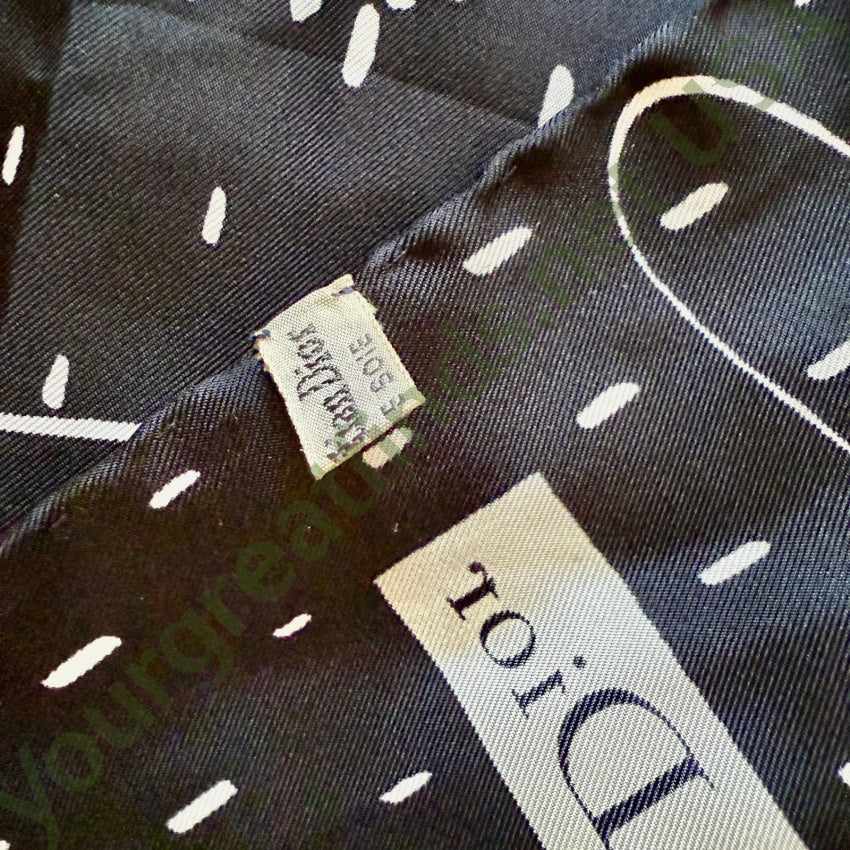Vintage Christian Dior Silk Long Scarf Black & White Made in France scarf