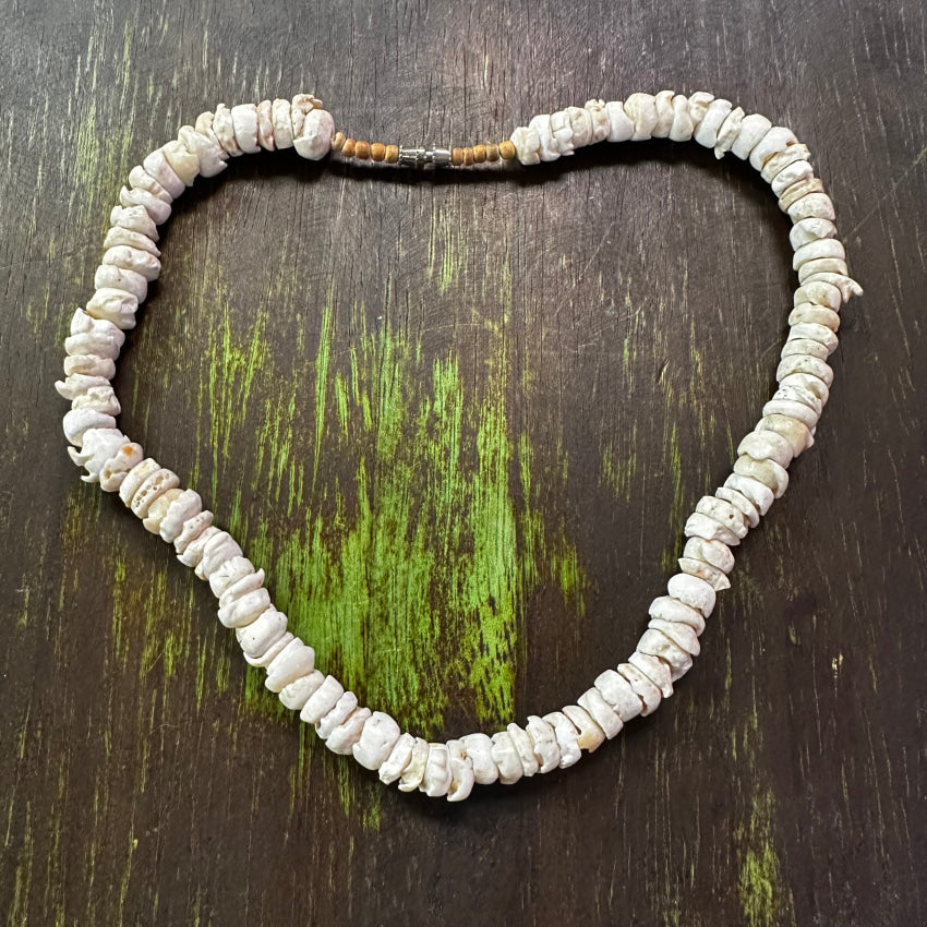 Vintage Chunky Chippy White Cone Shell Necklace Necklace