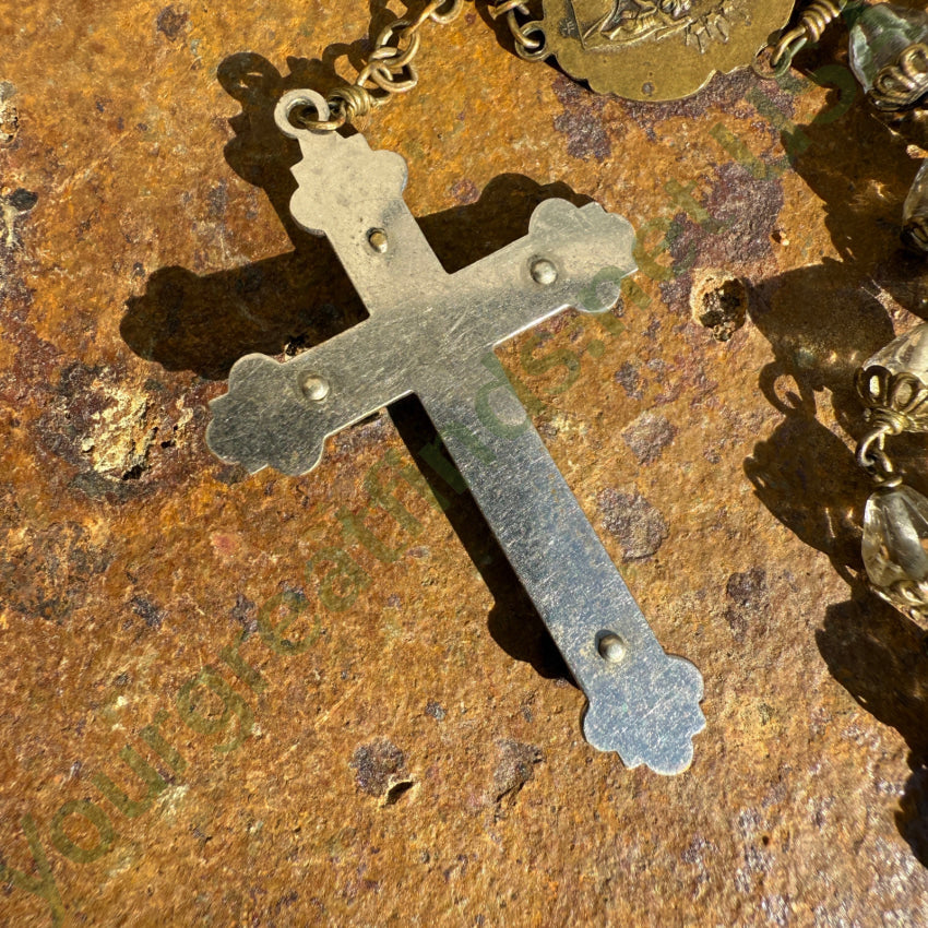 Vintage Clear Glass Bead Catholic Rosary rosary necklace