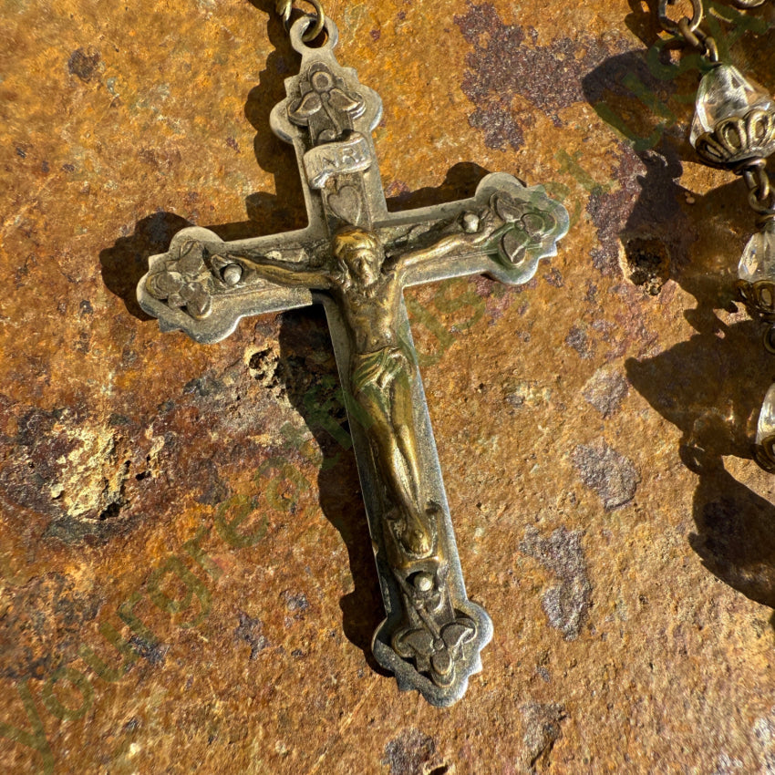Vintage Clear Glass Bead Catholic Rosary rosary necklace