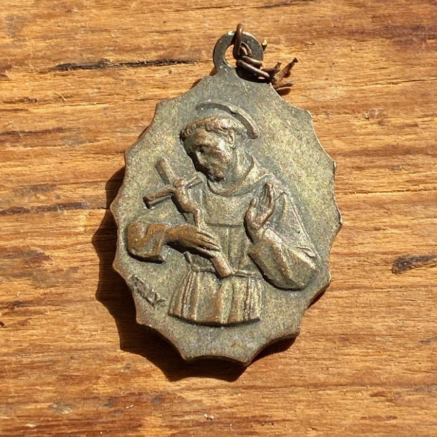 Vintage Copper Catholic Devotional Metal Pendant Yourgreatfinds
