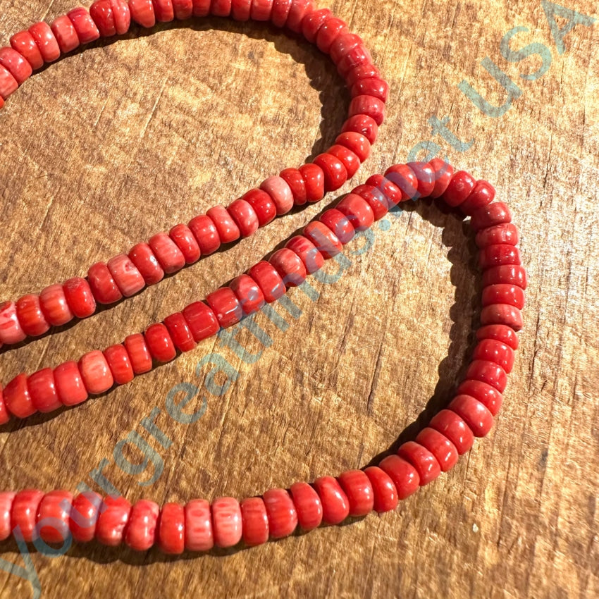 Vintage Coral Beaded Necklace Sterling Silver Pendant