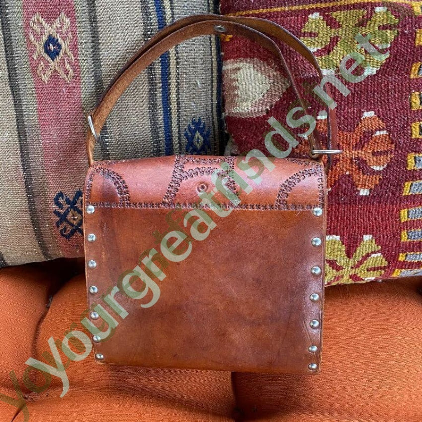 Vintage Costa Rica Leather and Wood Turn Lock Bag Yourgreatfinds
