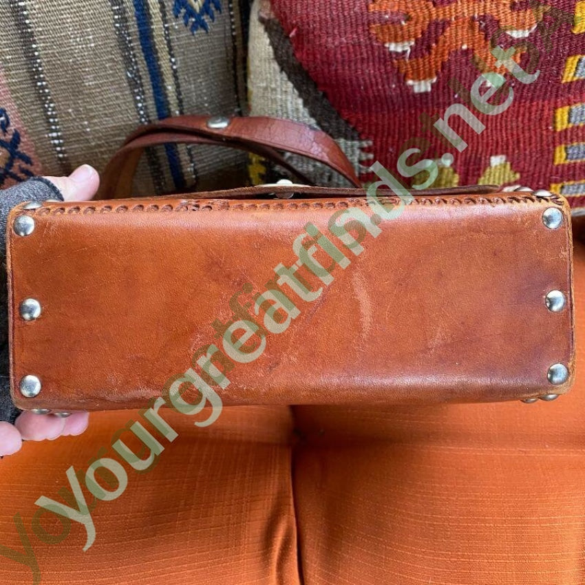 Vintage Costa Rica Leather and Wood Turn Lock Bag Yourgreatfinds