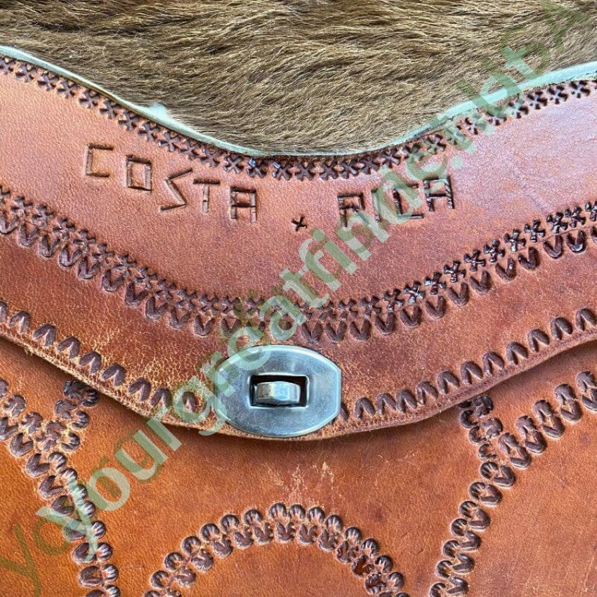 Vintage Costa Rica Leather and Wood Turn Lock Bag Yourgreatfinds