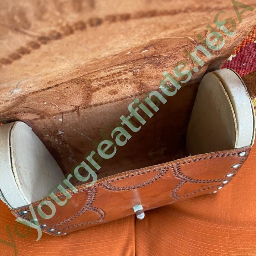 Vintage Costa Rica Leather and Wood Turn Lock Bag Yourgreatfinds