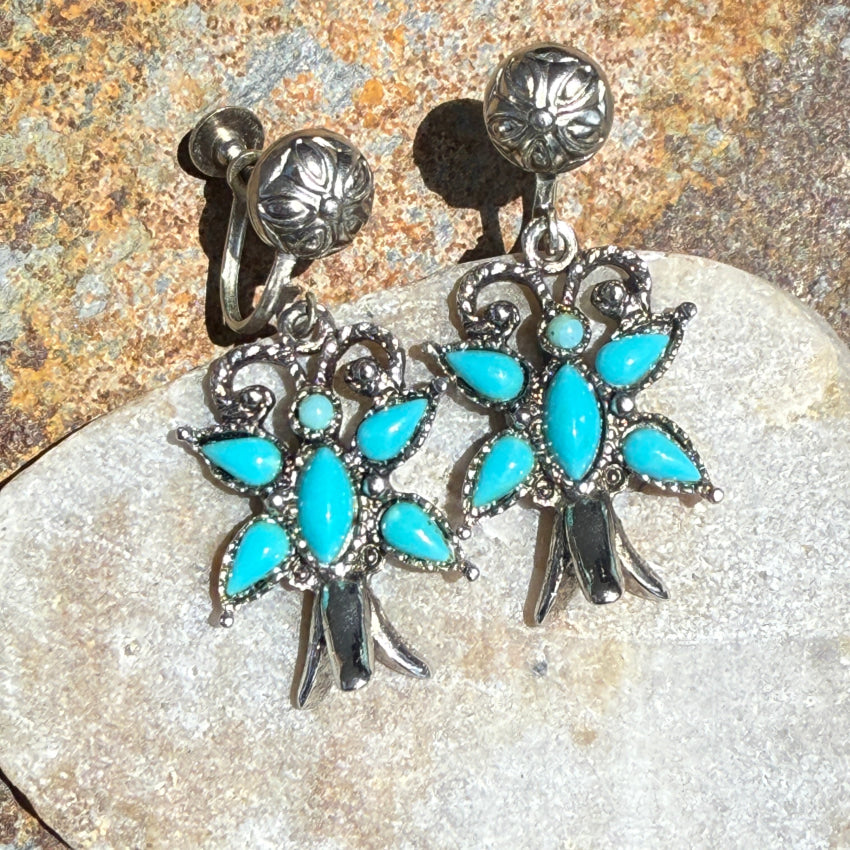 Vintage Costume Grade Faux Turquoise Southwestern Earrings earrings