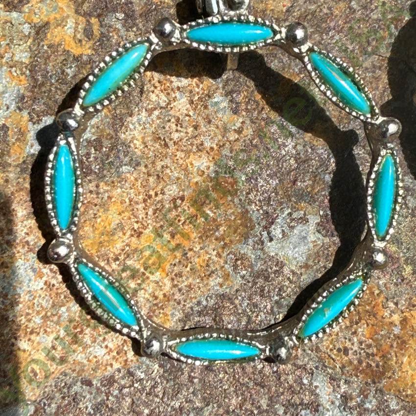 Vintage Costume Grade Faux Turquoise Southwestern Hoop Earrings earrings