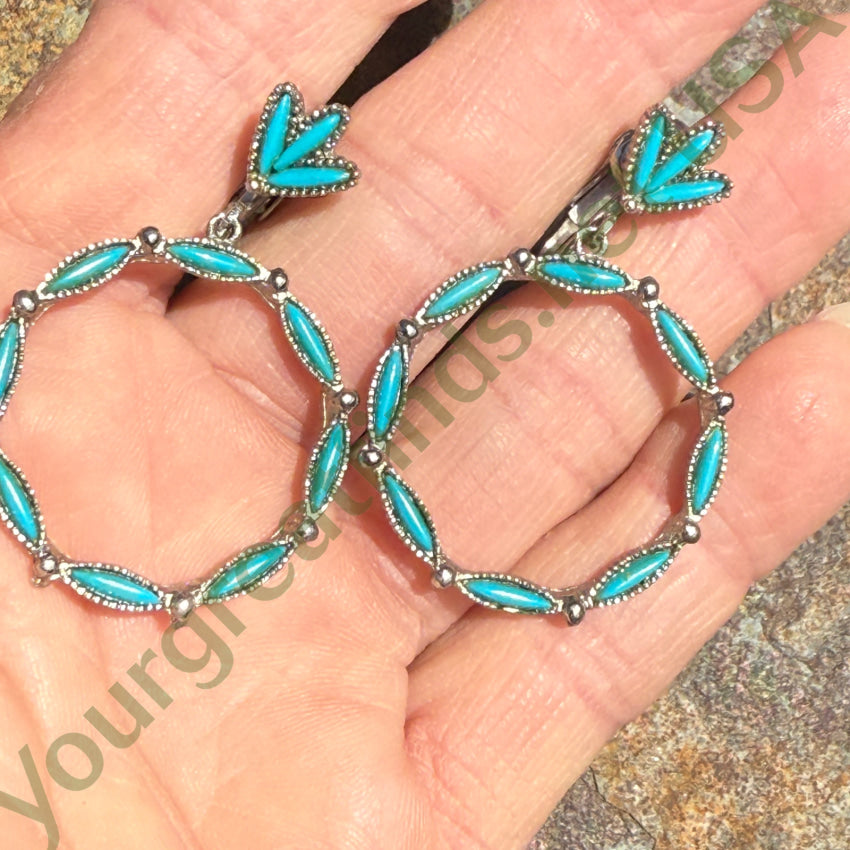 Vintage Costume Grade Faux Turquoise Southwestern Hoop Earrings earrings